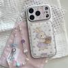 Чехол для iPhone 17/16 Pro Max, милый фиолетовый с цветами, как у инфлюенсера, дизайн с мультяшным кроликом, противоударный для iPhone 15/14