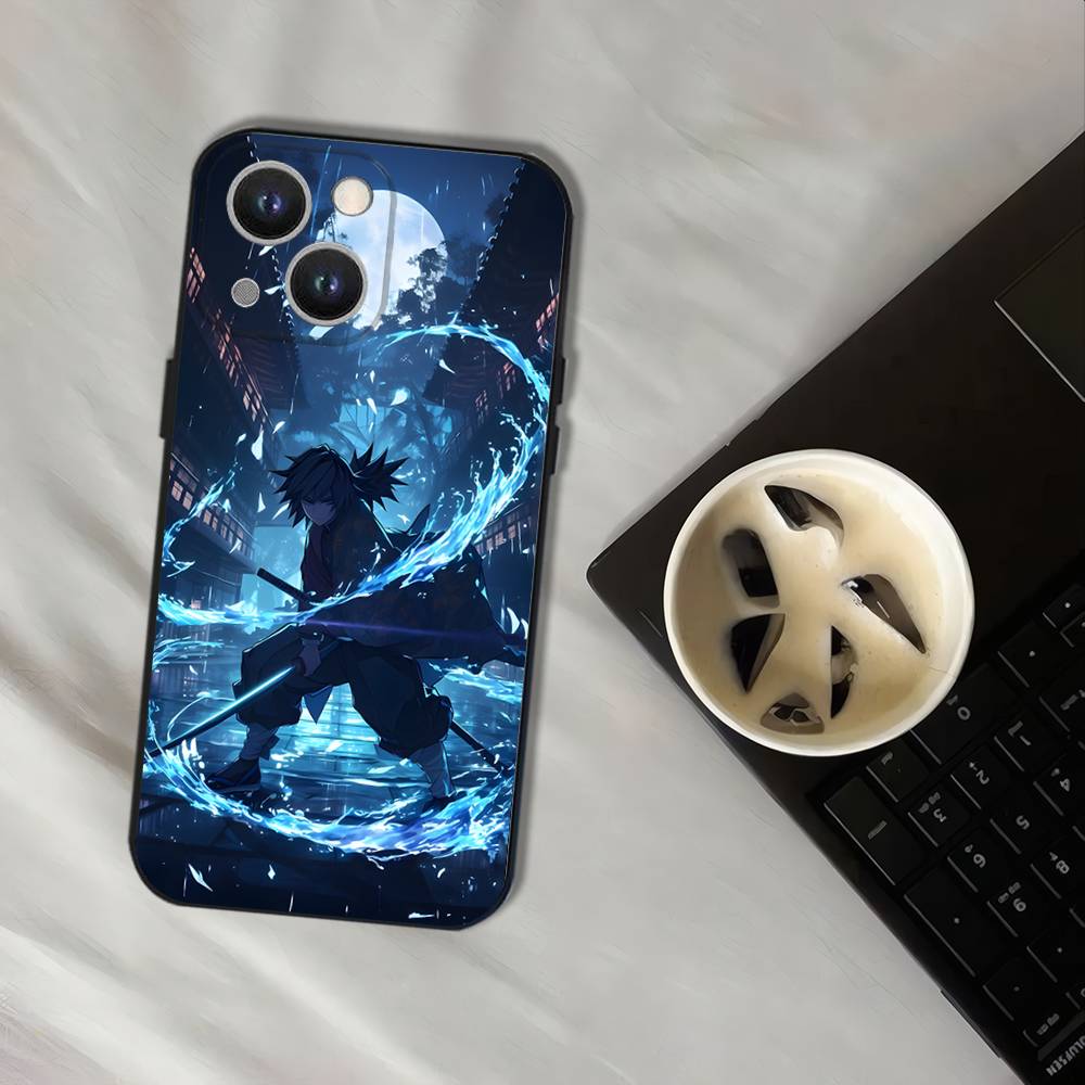 Аниме G-giyu T-tomiokaS Чехол для телефона для iPhone 16,15,14,13,12,11,Pro,XS,Max,XR,Plus,E,SE4,Mini Черный мягкий чехол