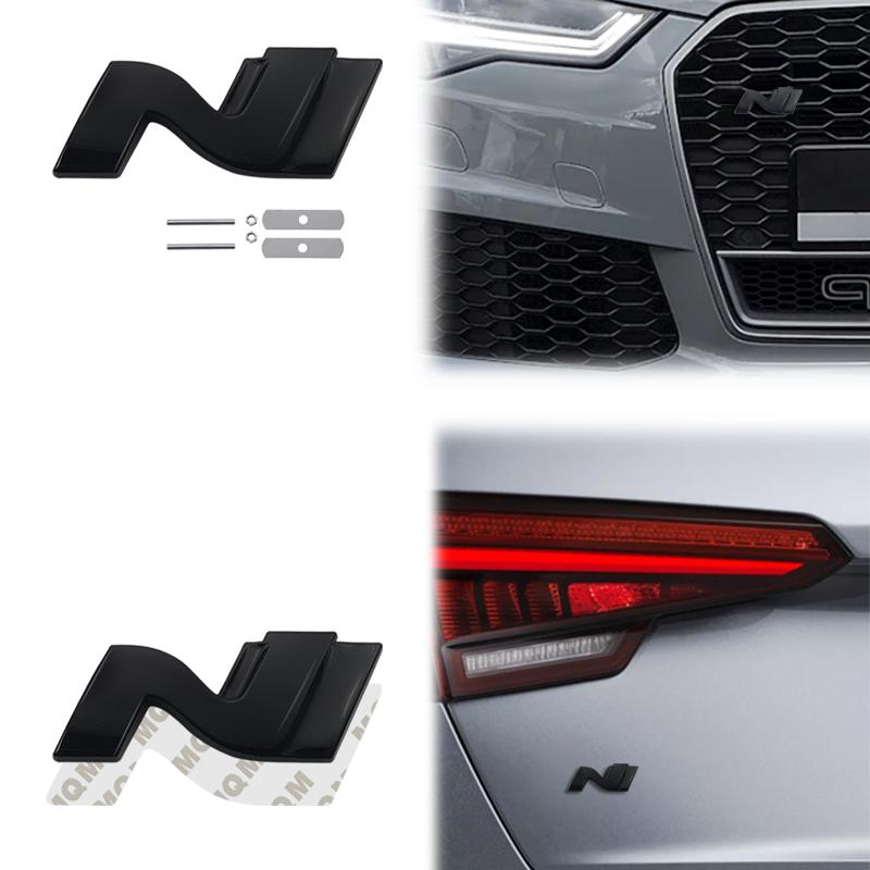 Wdjnt5 Глянцевый Черный Металлический Значок Решетки Радиатора N Наклейка На Заднюю Дверь Багажника Для Hyundai N LINE Veloster Kona Elantra i30 i20 Tucson Sonata