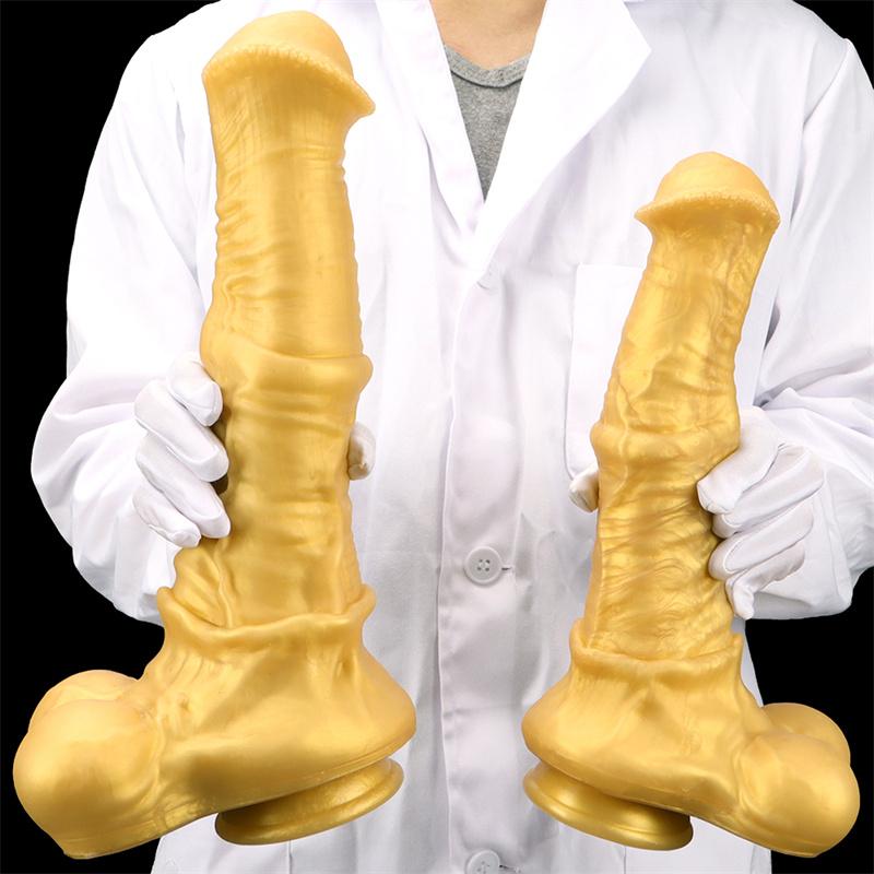 Gold Golden Horse Dildo Male and Female Silicone Soft Oversized Anal Plugs Anal Plug Masturbator