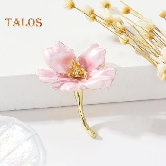 Women Brooch Dripping Oil Flower Cherry Blossom Anti-slip Wear-resistant Suit Coat Collar Hat Scarf Decoration Clothes Pin Prom Party Garment Jewelry