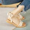 Soft-soled Sandals Women's Summer New Versatile Non-slip Temperament with Skirt One-word Belt Pearl Women's Shoes