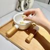 Efficient Grinding Hand-held Mashing Jar with Wood Handle Pottery Grinding Bowl  Household