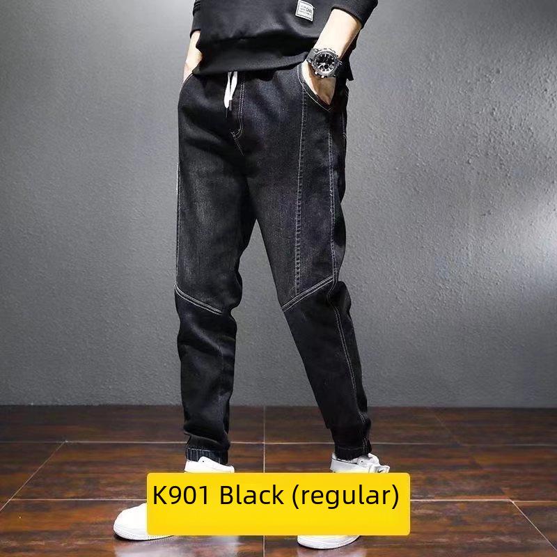 Мужские джинсы-шаровары из плотного бархата большого размера — большой размер, свободный крой, теплые повседневные брюки для осени и зимы