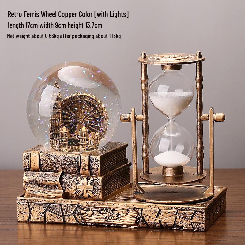 Хрустальный шар Эйфелева башня песочные часы - Светящийся подарок студенту, Полимерное настольное украшение