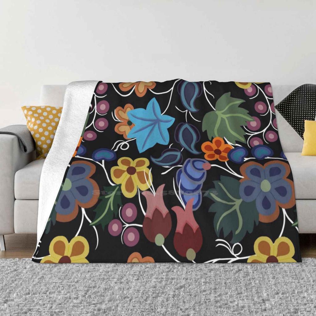 Zaagi’Idiwin Creative Design Light Thin Soft Flannel Blanket Woodland Florals Ojibwe Florals
