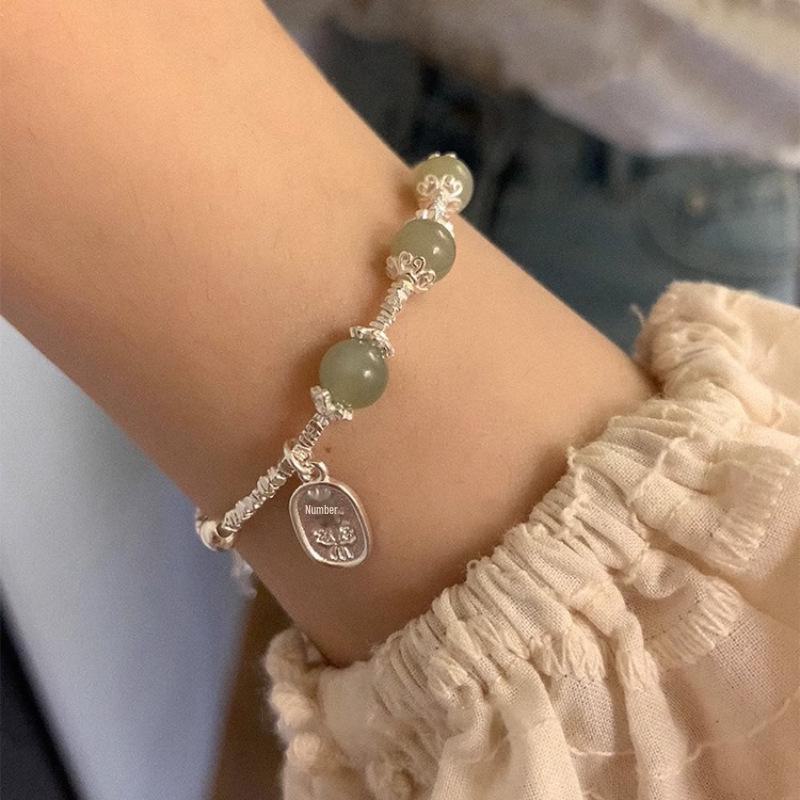 Браслет из стерлингового серебра 925 пробы с нефритом: Дизайн женской ниши в новом китайском стиле для мира, счастья и элегантности