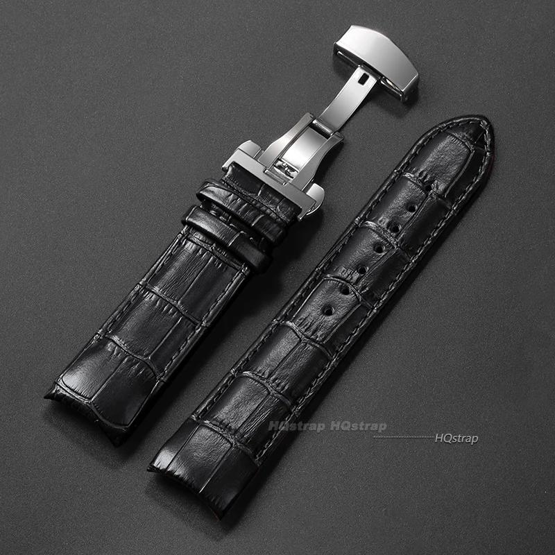 Кожаный ремешок для часов из телячьей кожи для Tissot T035 627/407/617 Браслет с бабочкой Изогнутый конец Деловая лента 22 мм 23 мм 24 мм