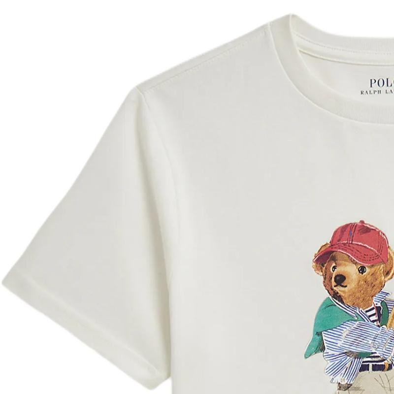 Polo Ralph Lauren Футболка с принтом Polo Bear, короткий рукав, круглый вырез, детские топы 323A12428-001