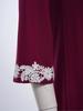 Girls Embroidered Lace Muslim Robe Abaya Round Neck Long Sleeve Back Invisible Zipper Loose Dress