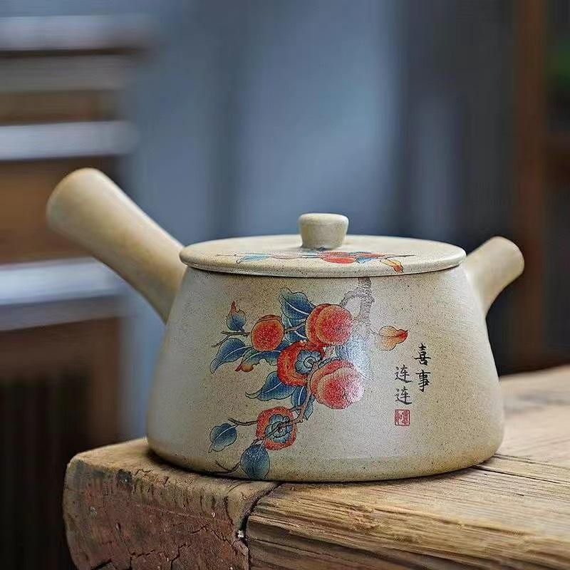 Изысканный керамический чайник Китайская классика грубая керамика чайник ручка керамика чайник черный зеленый фиолетовая глина сырая руда чайный набор