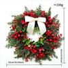 Christmas Red Berry Wreath with Bow - Decorative Hanging for Doors and Windows