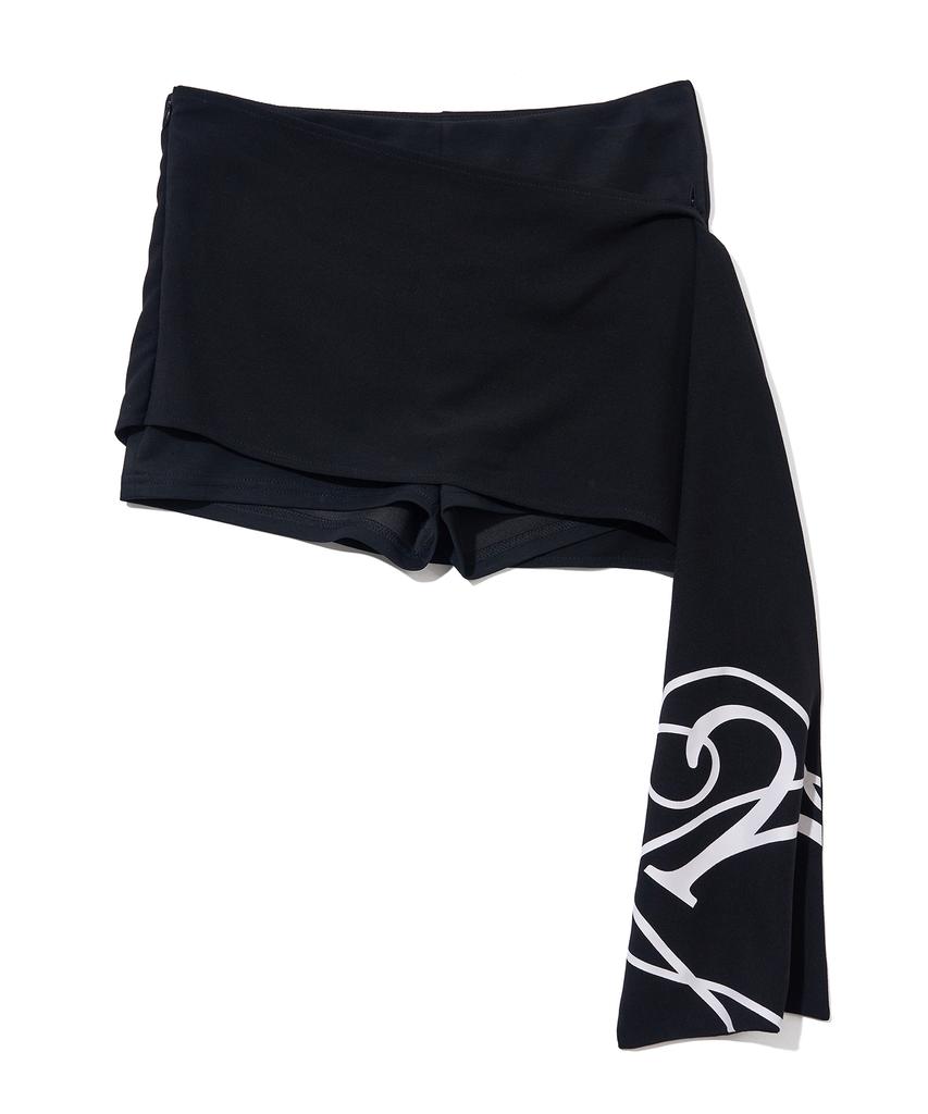YOUHEE Slogan Skirt Pants_Black