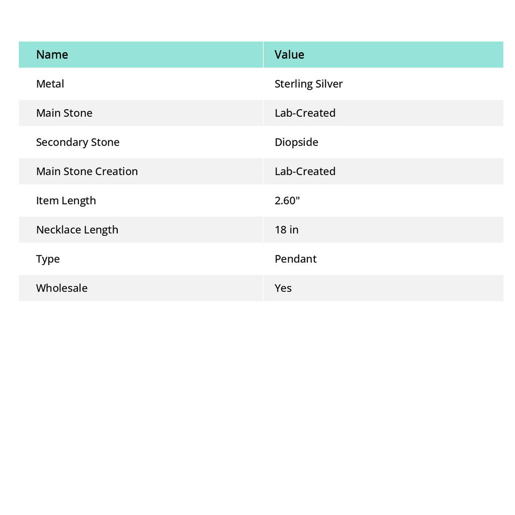 Ruby Zosite, Diopside Lab-Created 925 Sterling Silver Pendant 2.60" q1W47