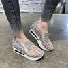 Female Wedge Shoes Sequin Mesh Breathable Shoes Women Gold Silver Platform Sneakers Women Height Increasing Wedges Shoes Casual