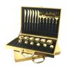 24Pcs Black Gold Dinnerware Set with Box Knives Fork Tea Spoon Cutlery Set Stainless Steel Silverware Tableware Kitchen Flatware