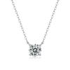 S925 Silver Inlaid 1ct/2ct Moissanite Eternal Pendant New Simple Four-claw Necklace Women's Collarbone Chain