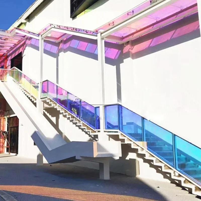 Хамелеон дихроичное строительное стекло тонировка УФ-резка цветная декоративная оконная пленка для торгового центра офис самоклеящиеся витражи