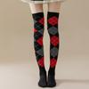 1 Pair Winter Socks Rhombus Printing Over-the-knee Socks Warm Extra Loose Ankles Contrasting Color Stockings for Daily Wear Dancing