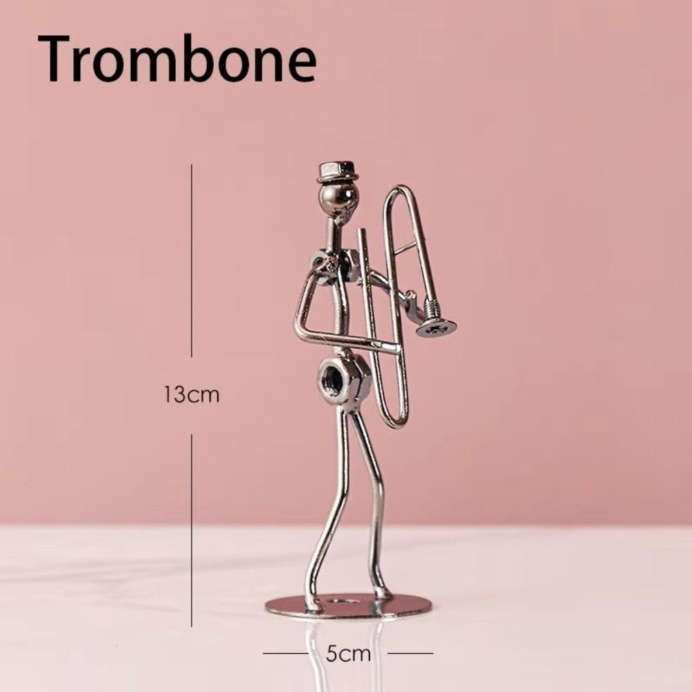 Metal Guitar Player Statue Violin Band Man Model Classical Guitar Decoration  Home Decor Scene