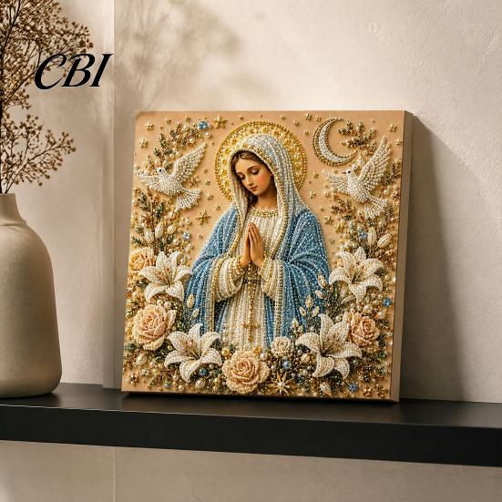Unique Office Desk Ornaments DIY Jesus Pearl Art Kit, Diamond Painting for Adults, Christian Mosaic Creative Bedroom Accessories Craft Christ