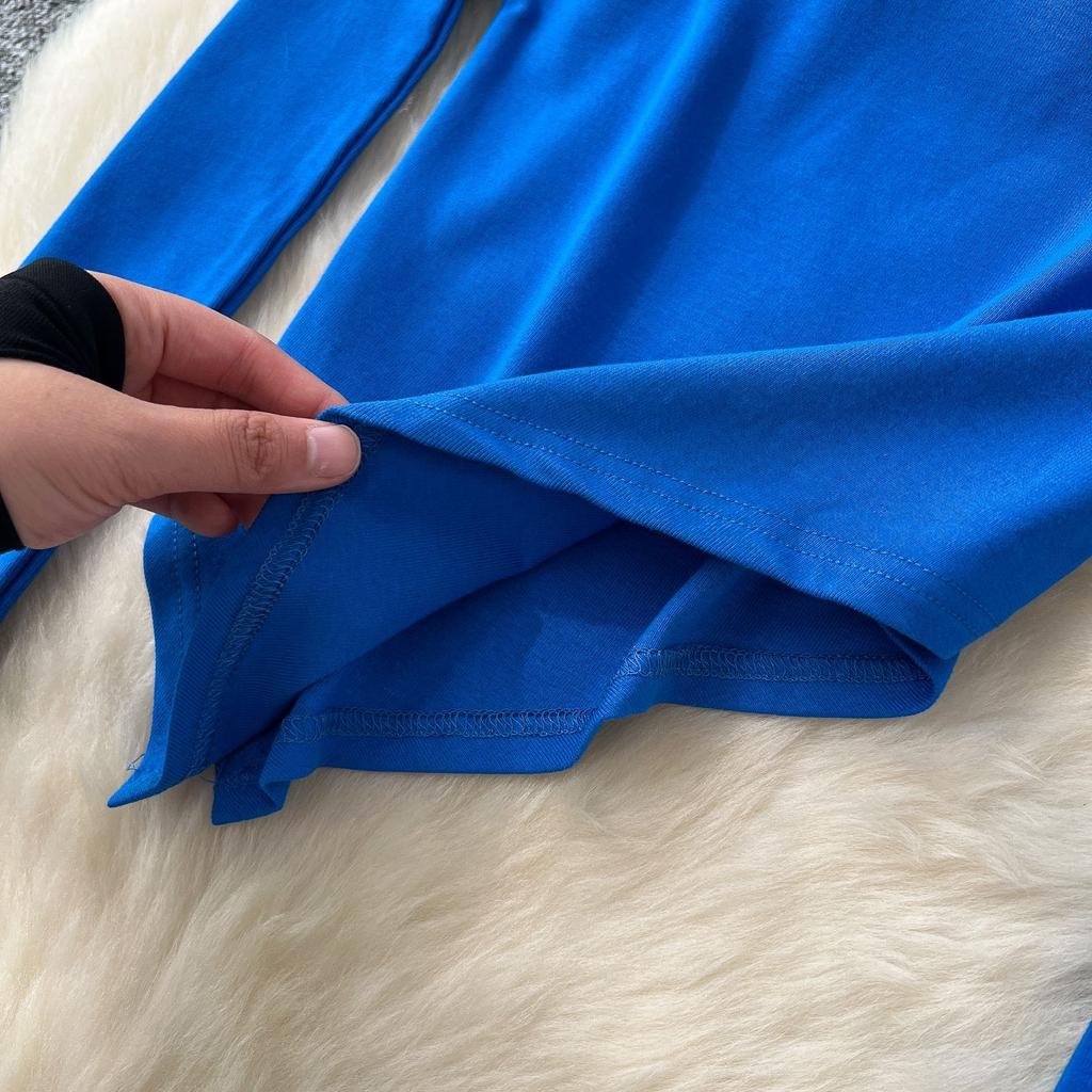 Сексуальная косая горловина без бретелек длинный рукав асимметричная футболка топ женский высокая талия тонкий пакет бедра микро брюки костюм