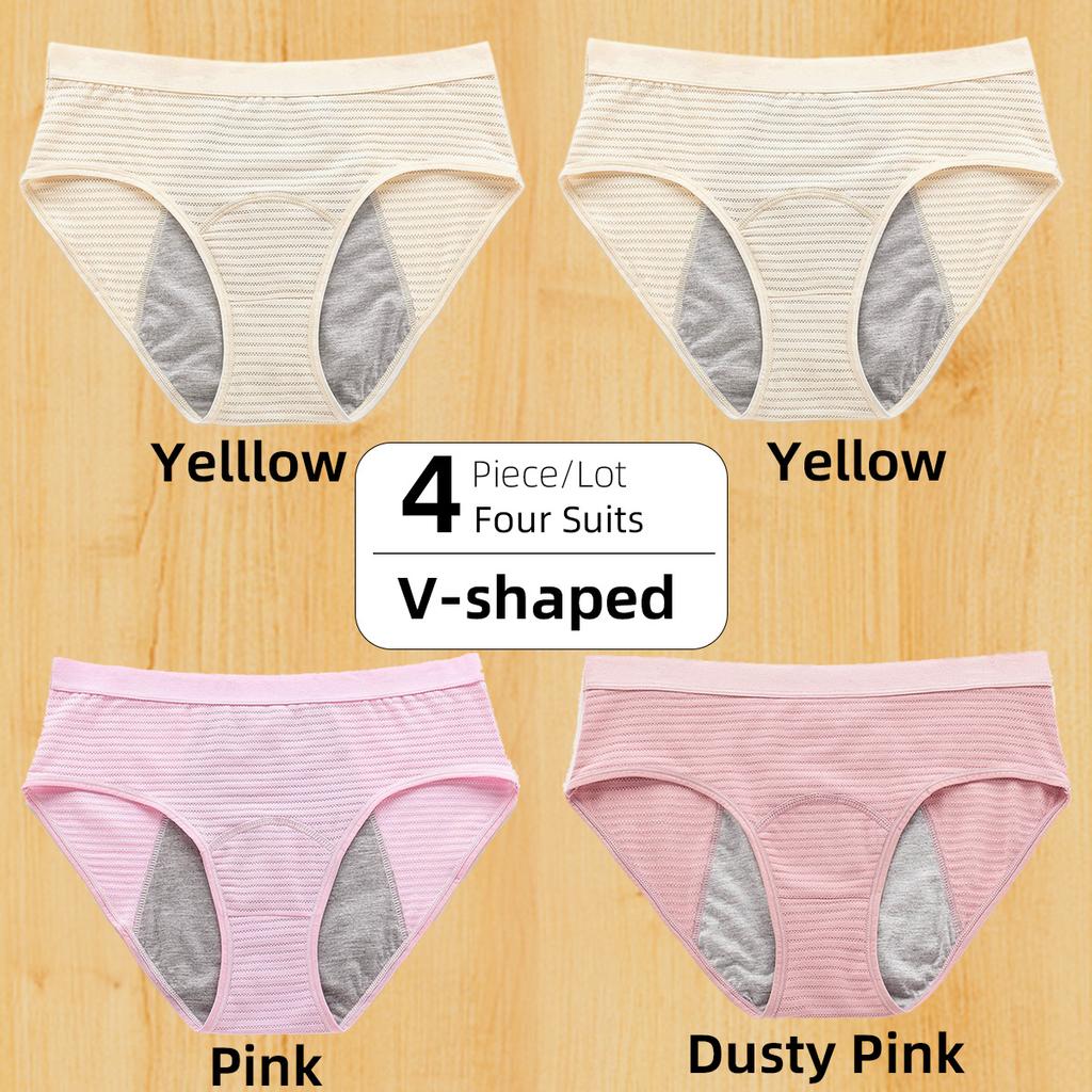 4Pieces/Lot Three-layer Leak-proof Comfortable Breathable Menstrual Period Panty Hip Lift Design Women's Panties Underwear Briefs