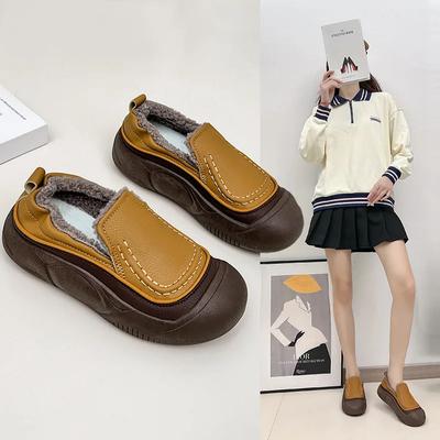 Модная осенне-зимняя хлопковая обувь 2024 года, новая плюшевая и теплая повседневная обувь Lefu с мягкой подошвой