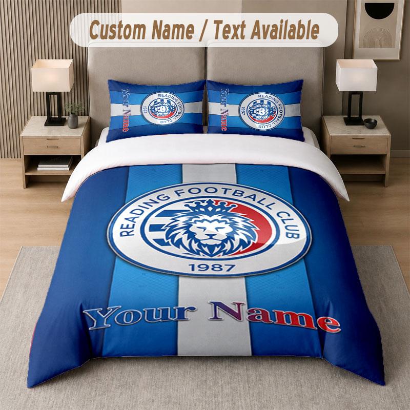 Custom Bedding Set Reading FC Pattern, Print Name Text 1 Duvet Cover plus 2 Pillowcases Home Textile