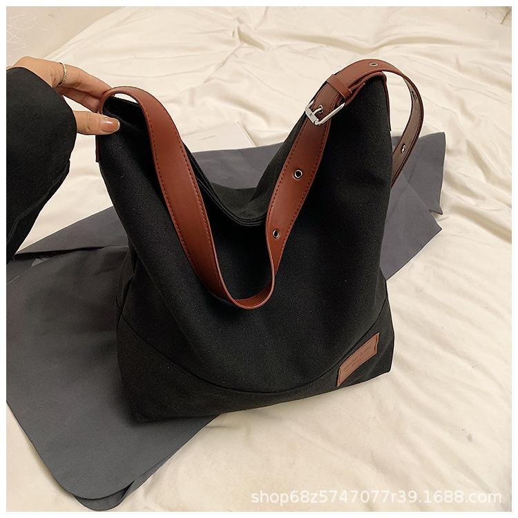 Leisure Commuting Large Capacity Canvas Bag Women's 2025 New Spring and Summer One-shoulder Crossbody Bag College Student Tote Bag