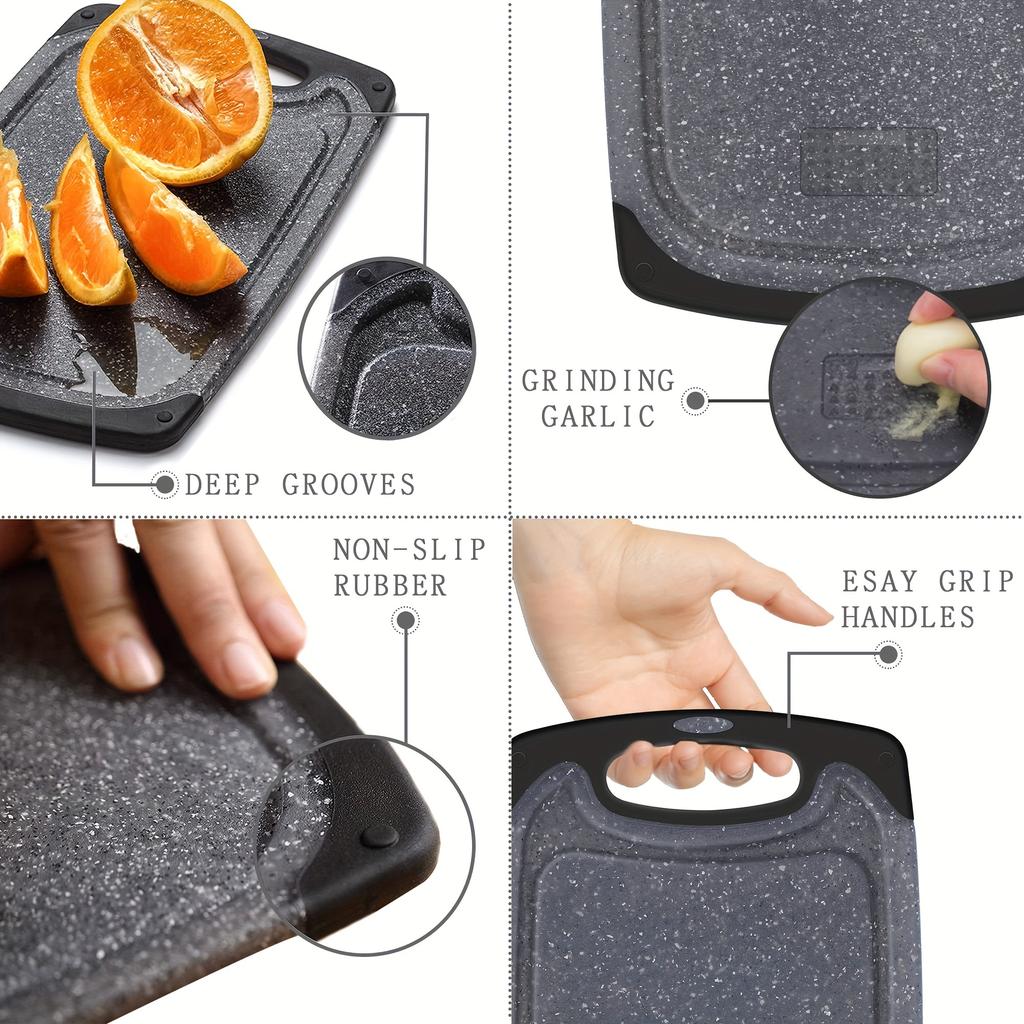 3PCS Texture Plastic Cutting Board Set Board Can Be Hung with Cutting Board for Vegetables Meat Multi-Functional Cutting Board