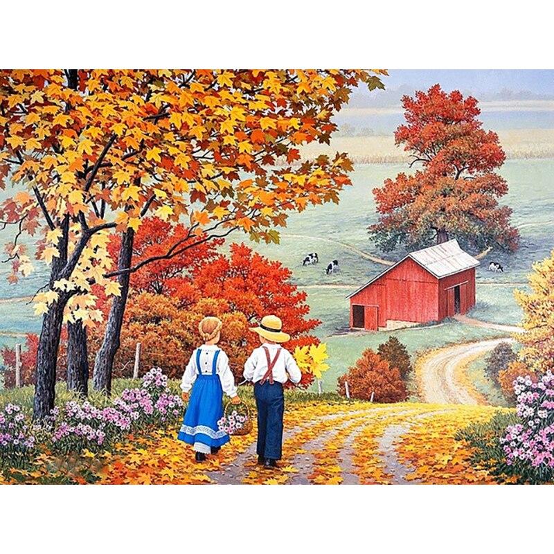 Новый 5D DIY Алмазная картина Ферма Алмазная вышивка Пейзаж Вышивка крестиком Полный круглый дрель Ремесла Домашний декор Ручной подарок