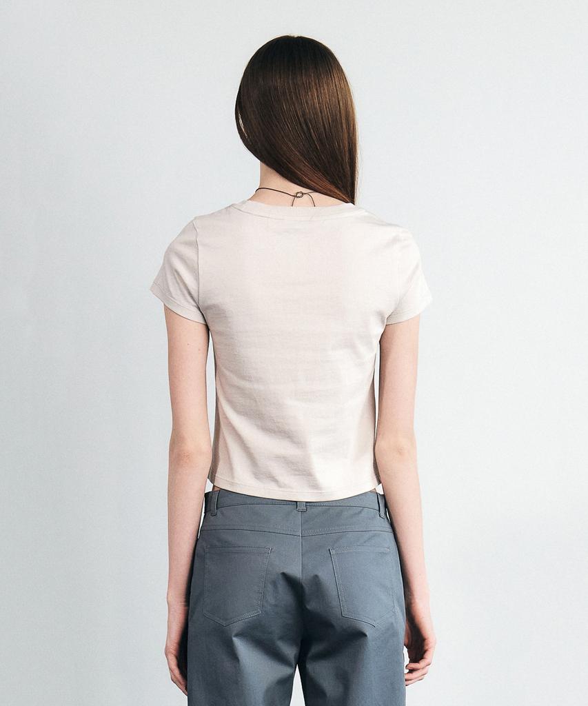 SEALOT Signature Low-Cut Cropped Half-Sleeve Top (Warm Grey)