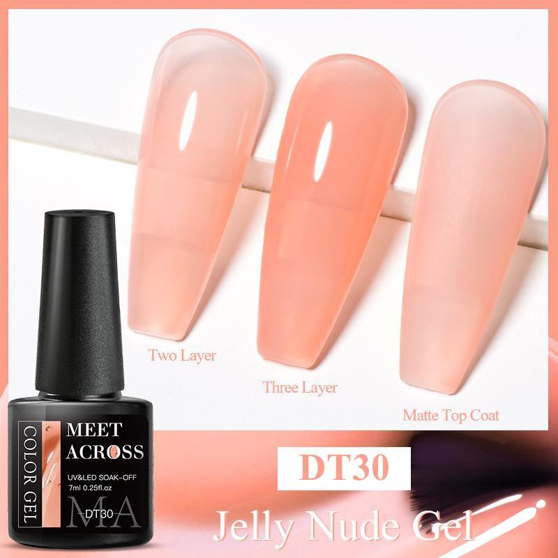 MEET ACROSS 1 Bottle 7ml Jelly Amber Gel Polish Translucent Jelly Nail Gel Manicure UV LED Semi Permanent Soak Off Nail Polish