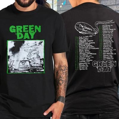 РЕДКИЙ! Футболка Green Day The Saviors Tour 2024, Ретро футболка Green Day Tour ГОРЯЧАЯ НОВИНКА Унисекс Футболка
