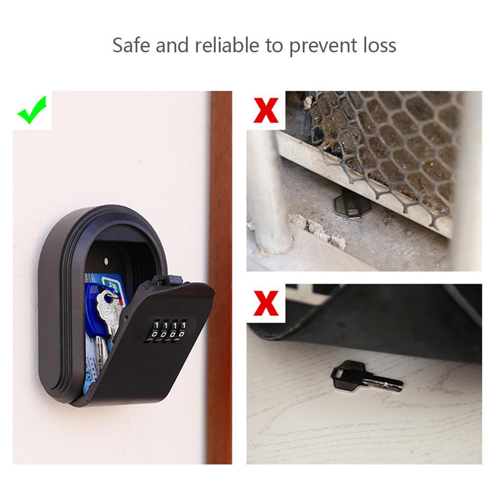 Настенное хранилище ключей, 4-значный кодовый сейф для хранения ключей, пластиковый сейф для ключей, для использования в помещении и на открытом воздухе для домашнего офиса