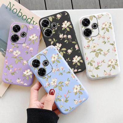 Мягкий силиконовый чехол с цветами для Xiaomi Redmi Note 13 Pro 13C 14 Poco C65 Samsung A55 A35 M35 S24 iPhone Huawei Honor 200 Realme Camera Противоударный чехол
