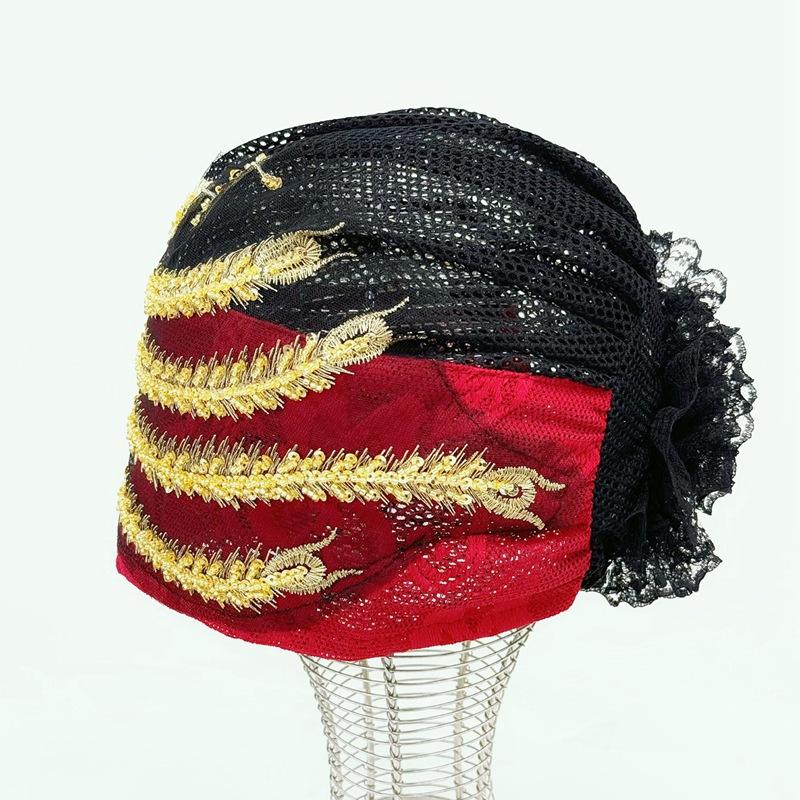 Этническая модная шапка-шарф, тяжелая промышленная повязка на голову с хвостом феникса, тонкая шапка Баотоу в западном стиле, шляпы и кепки (Женский)