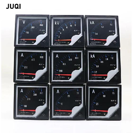 NEW 6L2 pointer type AC ammeter voltmeter series 30/75-500/5A 0-450V 1.2kv/1.2kA ammeter analog instrument panel 80 * 80MM