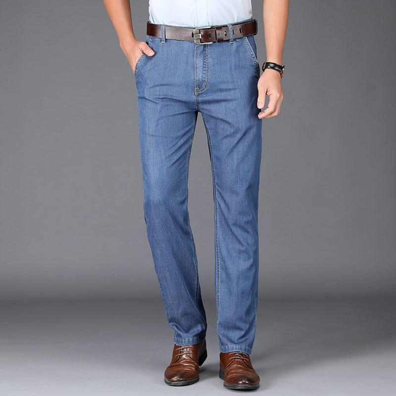 Мужские свободные прямые джинсы из модала с высокой талией