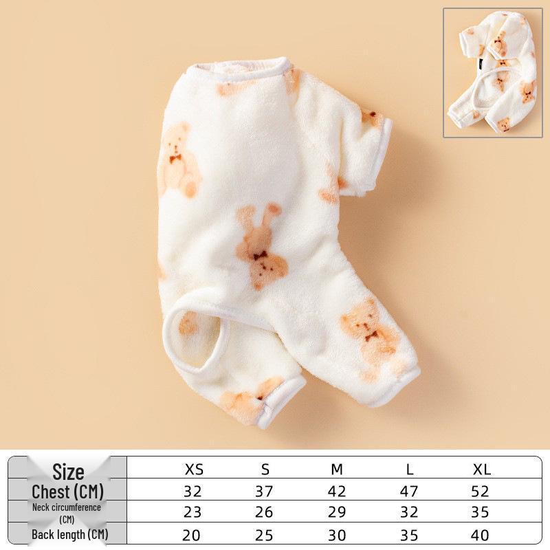 Фланелевый костюм плюшевого мишки для четвероногой собаки - Теплая осенняя одежда для питомца