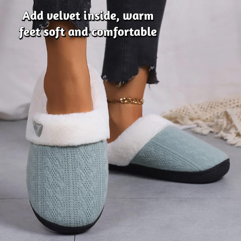 Lucyever 2024 зимние теплые вязаные тапочки женские повседневные мягкие домашние хлопковые туфли женские нескользящие платформы парные тапочки 45