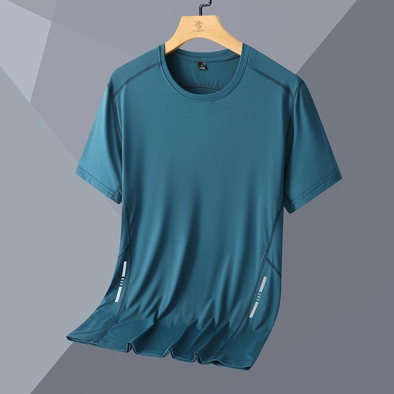 (45~140 кг)Мужская футболка Ice Silk с коротким рукавом, свободная, дышащая, высокоэластичная, для спорта на открытом воздухе, быстросохнущая, повседневная