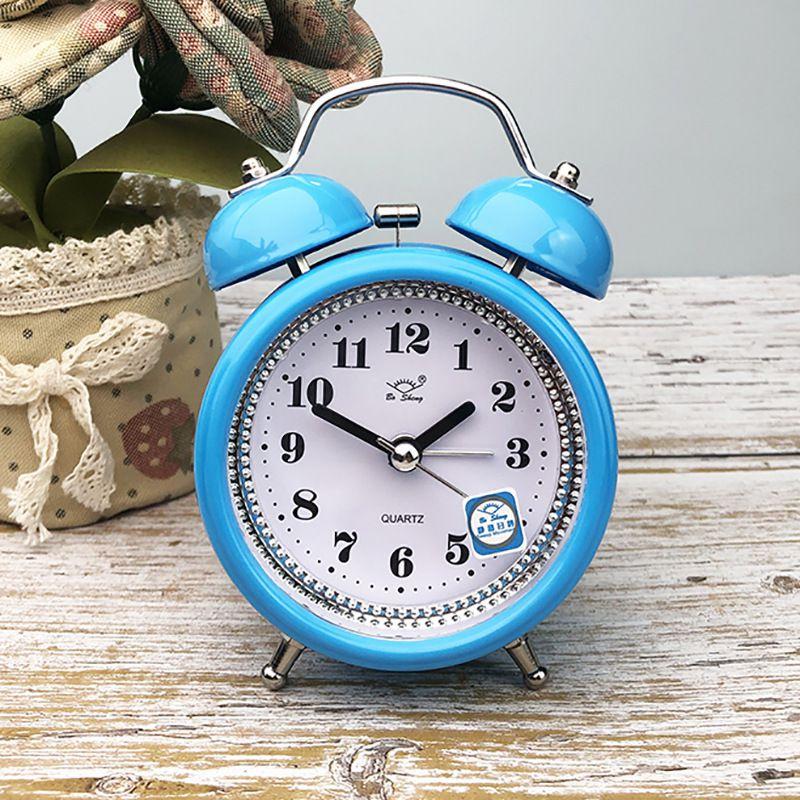 3in Fashionable Personalized Metal Bell Alarm Clock With Night Light Suitable For Students