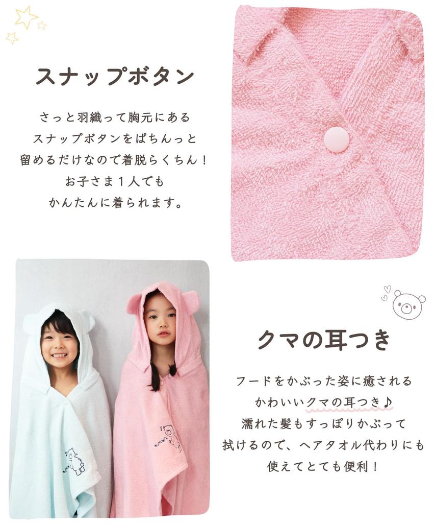 Полотенце для купания с ушками медведя 100 см - 120 см [Nishiki] Пончо, халат, пеленка, для детей, унисекс, 100% хлопок, ткань, с капюшоном, вышитая, (синий