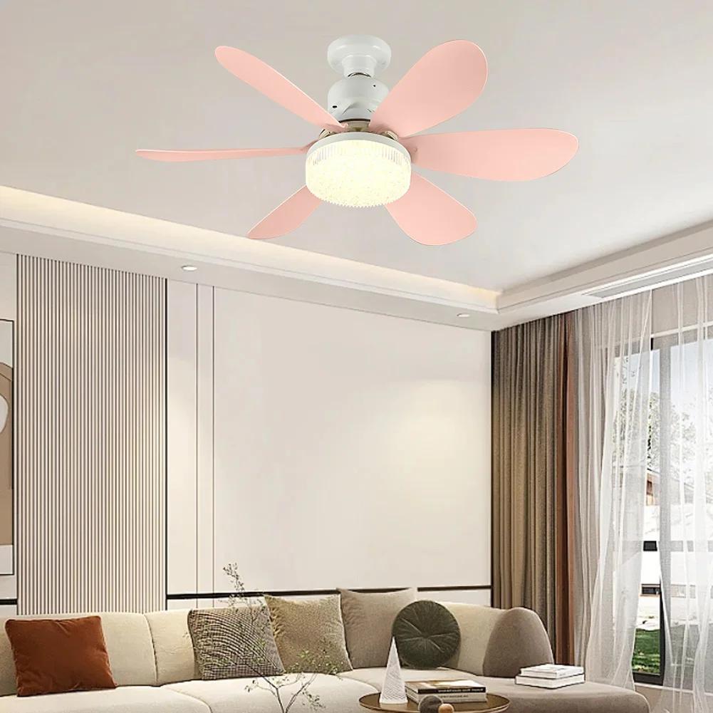 E27 Socket Fan LED Light E27 Base 42cm Indoor Ceiling Fan Light Dimmable Low Profile Ceiling Fan for Bedroom Living Room Kitchen