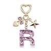 Bling Keychain with Initial Letter Butterfly Star Pink Purple - Cute Gift for Women And Girls Bag Cup Charms Fashion Accessory