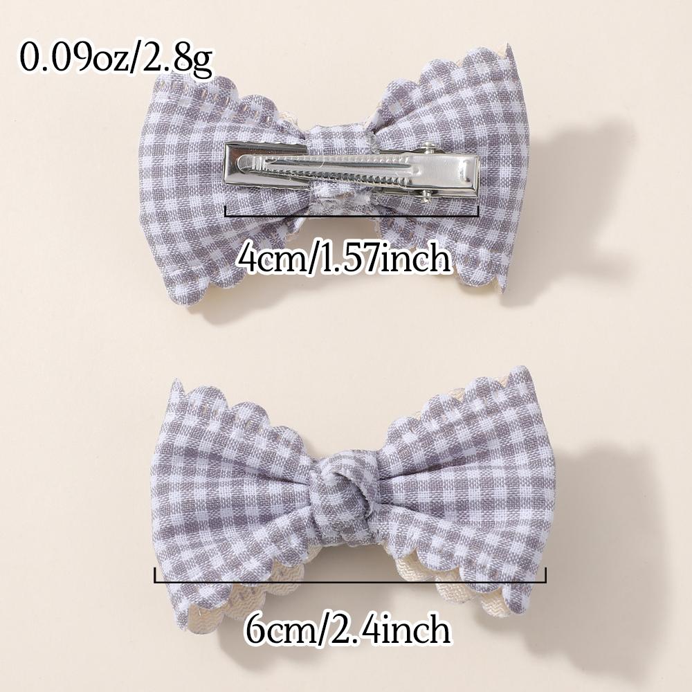 2pcs/set Cute Cotton Plaid Flower Prints Bow Hair Clips Baby Girls Summer Bowknot Hairgrips Barrettes Headwear Hair Accessories
