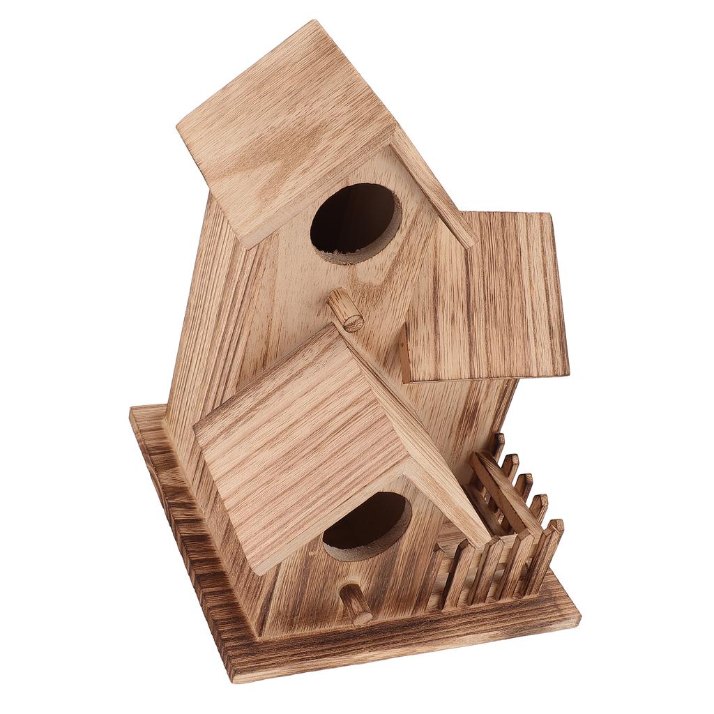 Деревянный домик для птиц с крышами, загородный домик для гнездования маленьких птиц, кормушка для дома, для внутреннего дворика на открытом воздухе