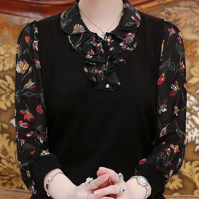 Новые весенне-осенние футболки для среднего возраста, больших размеров, свободные, скрывающие полноту, повседневные топы, рубашки с длинным рукавом, облегающие базовые футболки